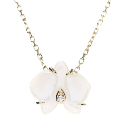Cartier 18K Yellow Gold Mother Of Pearl Diamond Caresse D'Orchidees Par Necklace 4 of 5