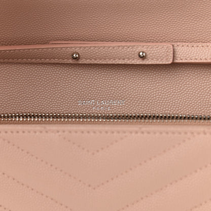 Saint Laurent Grain De Poudre Matelasse Chevron Cassandre Chain Wallet Pale Pink 6 of 11