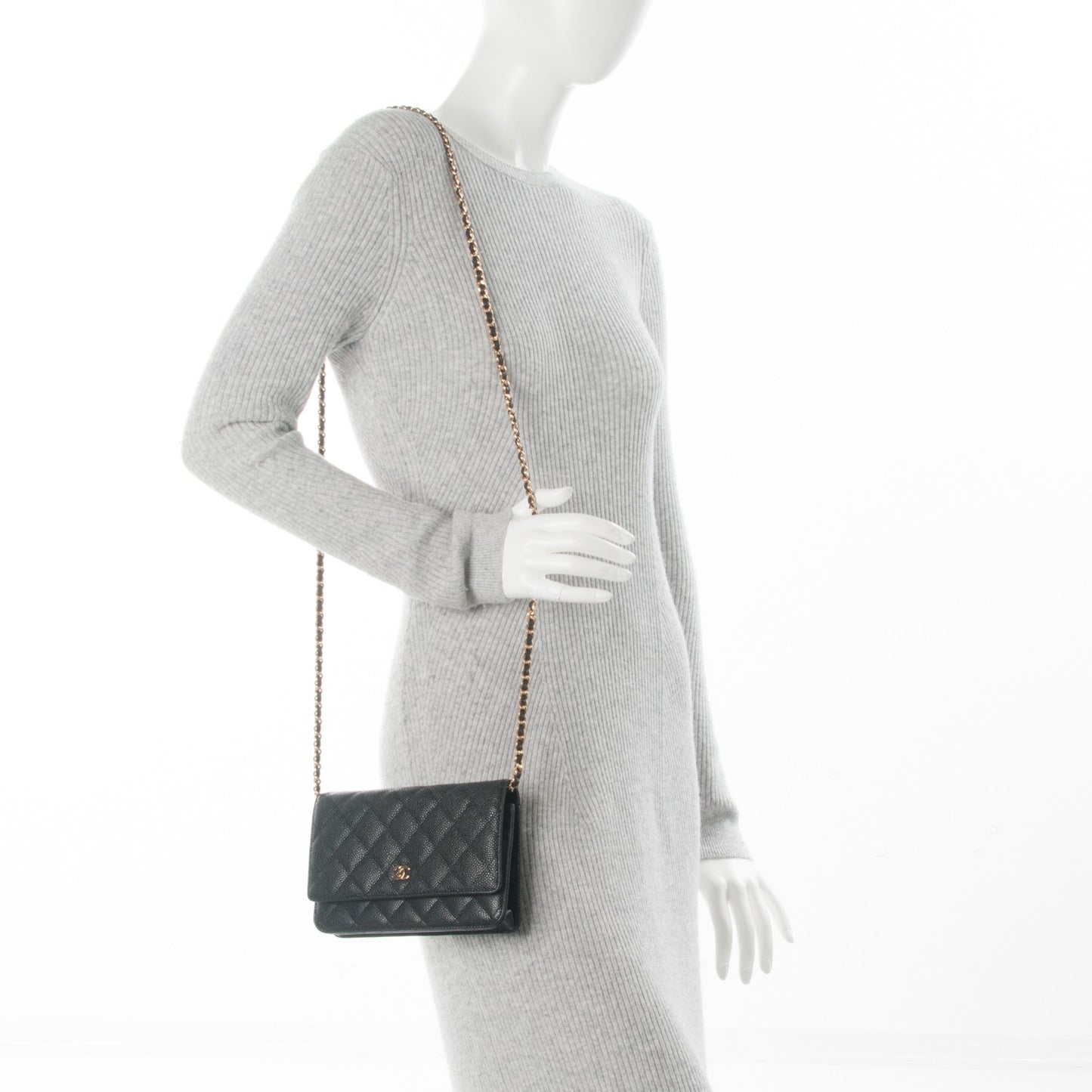 Caviar Quilted Wallet On Chain WOC Black