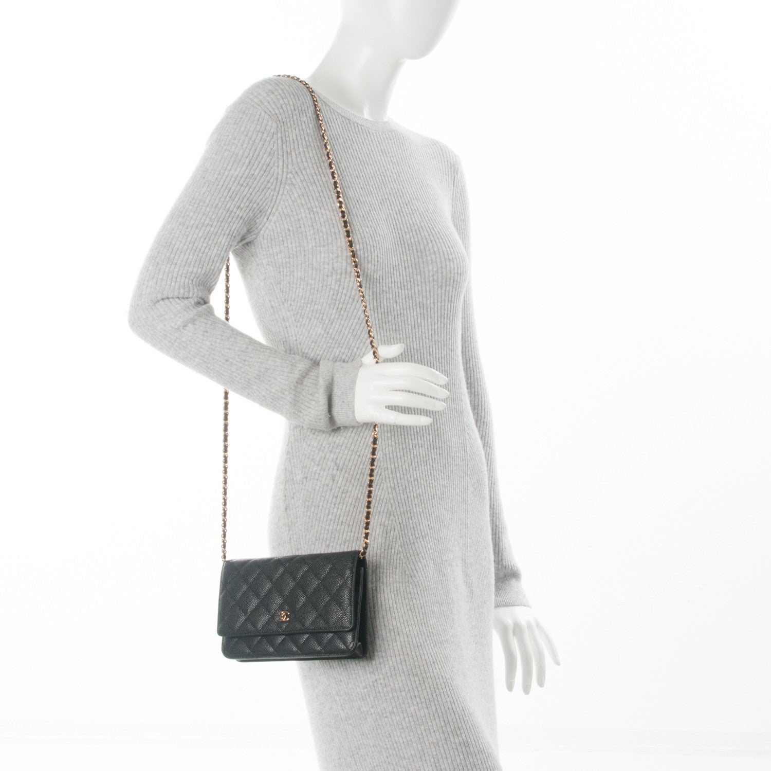 Chanel Caviar Quilted Wallet On Chain WOC Black 2 of 8