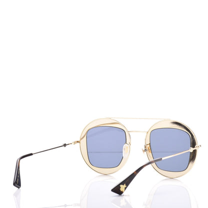 Gucci Round Frame Sylvie Web Sunglasses GG0105S Gold 4 of 8