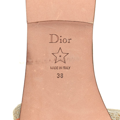 Christian Dior Canvas Lurex Embroidered Dway Flat Slide Sandals 38 Platinum 6 of 8