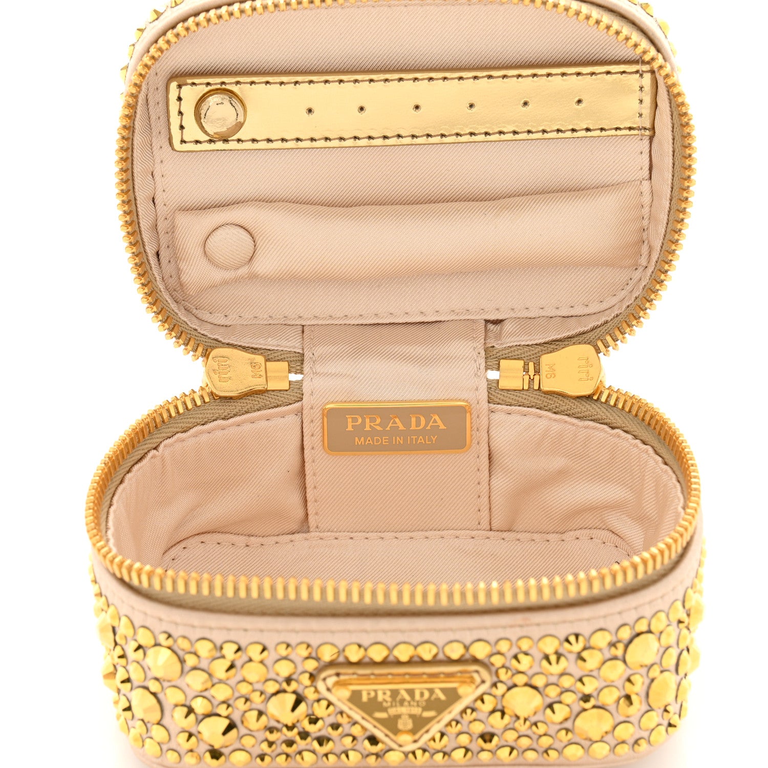 Prada Satin Crystal Degrade Jewelry Beauty Case Platino 6 of 8