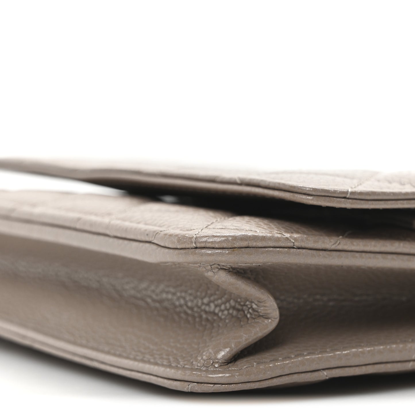 Caviar Quilted Wallet on Chain WOC Dark Beige