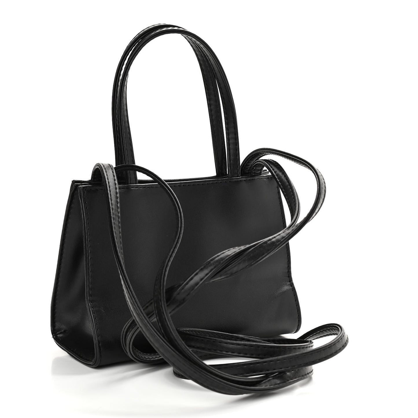 Vegan Leather Small Shopping Bag Black