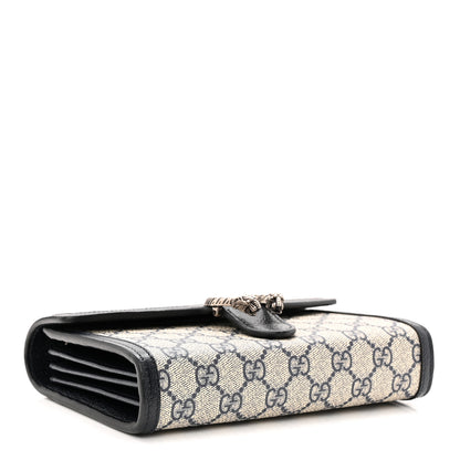 Gucci GG Supreme Monogram Textured Dollar Calfskin Mini Dionysus Chain Wallet Beige Blue 4 of 10