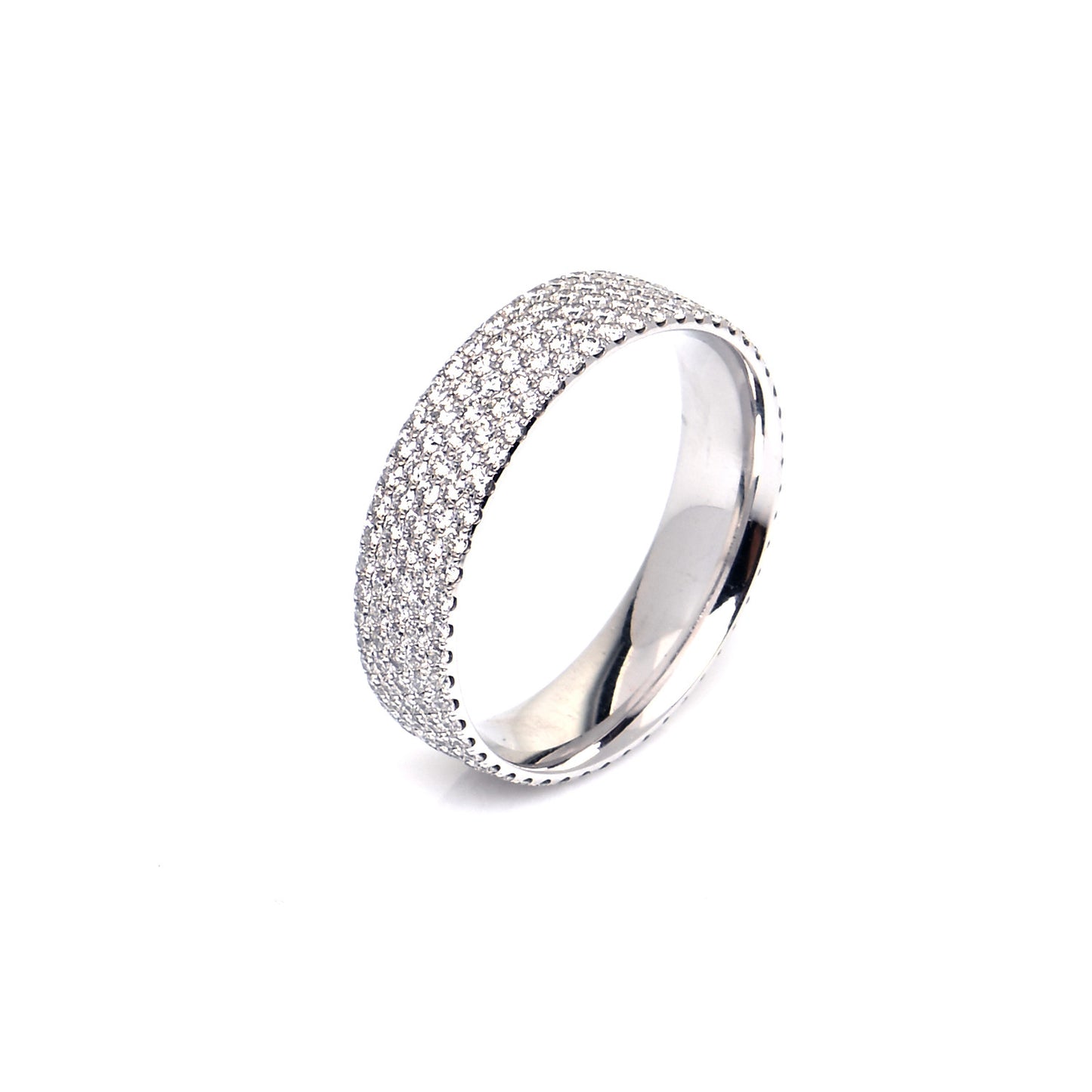 18K White Gold Diamond Metro Five-Row Ring 56 7.5