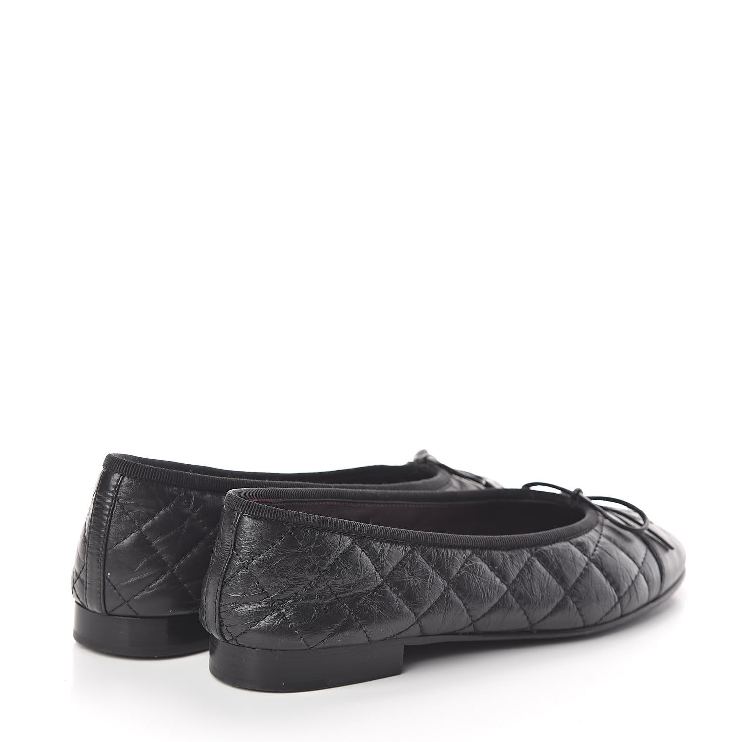 Chanel Aged Calfskin Quilted CC Cap Toe Ballerina Flats 36 Black 4 of 7