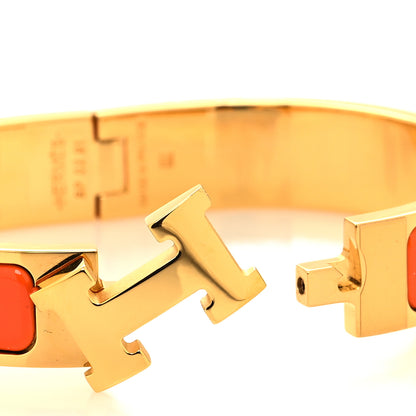 Hermes Enamel Narrow Clic Clac H Bracelet PM Orange 4 of 5
