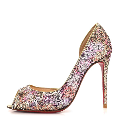 Christian Louboutin Glitter Demi You 100 Pumps 35 Rosette Gold 1 of 8