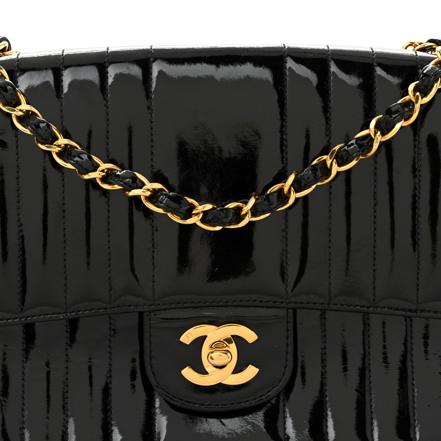 Chanel Patent Vertical Quilted Medium Single Flap Black 8 of 10