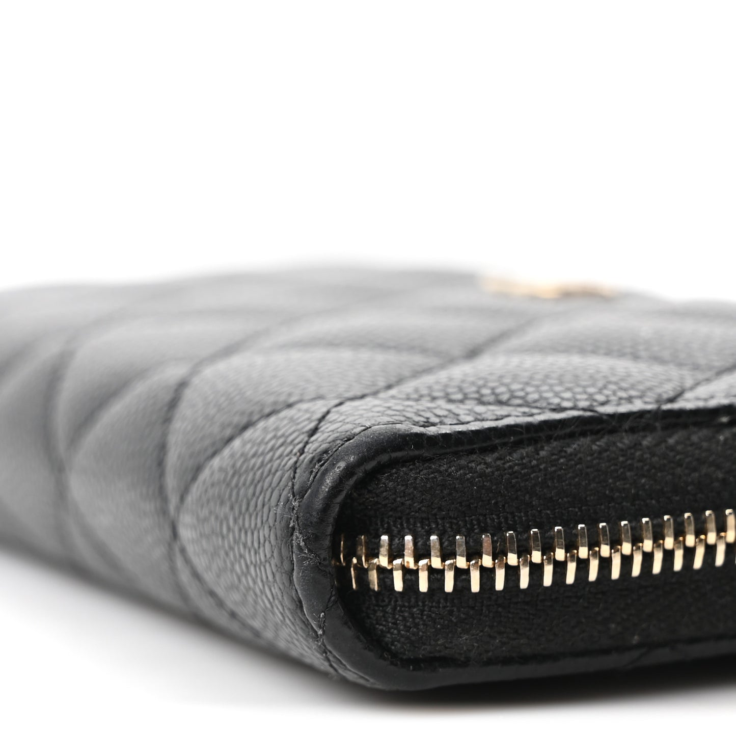 Caviar Quilted Medium Zip Around Wallet Black