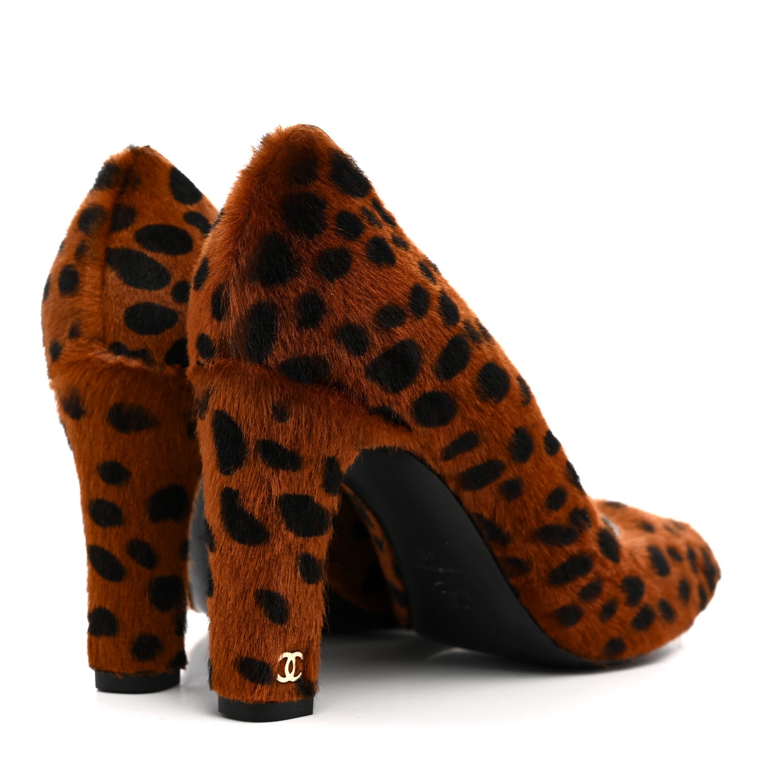 Chanel Pony Hair Lambskin Pumps 40 Brown Black 5 of 10