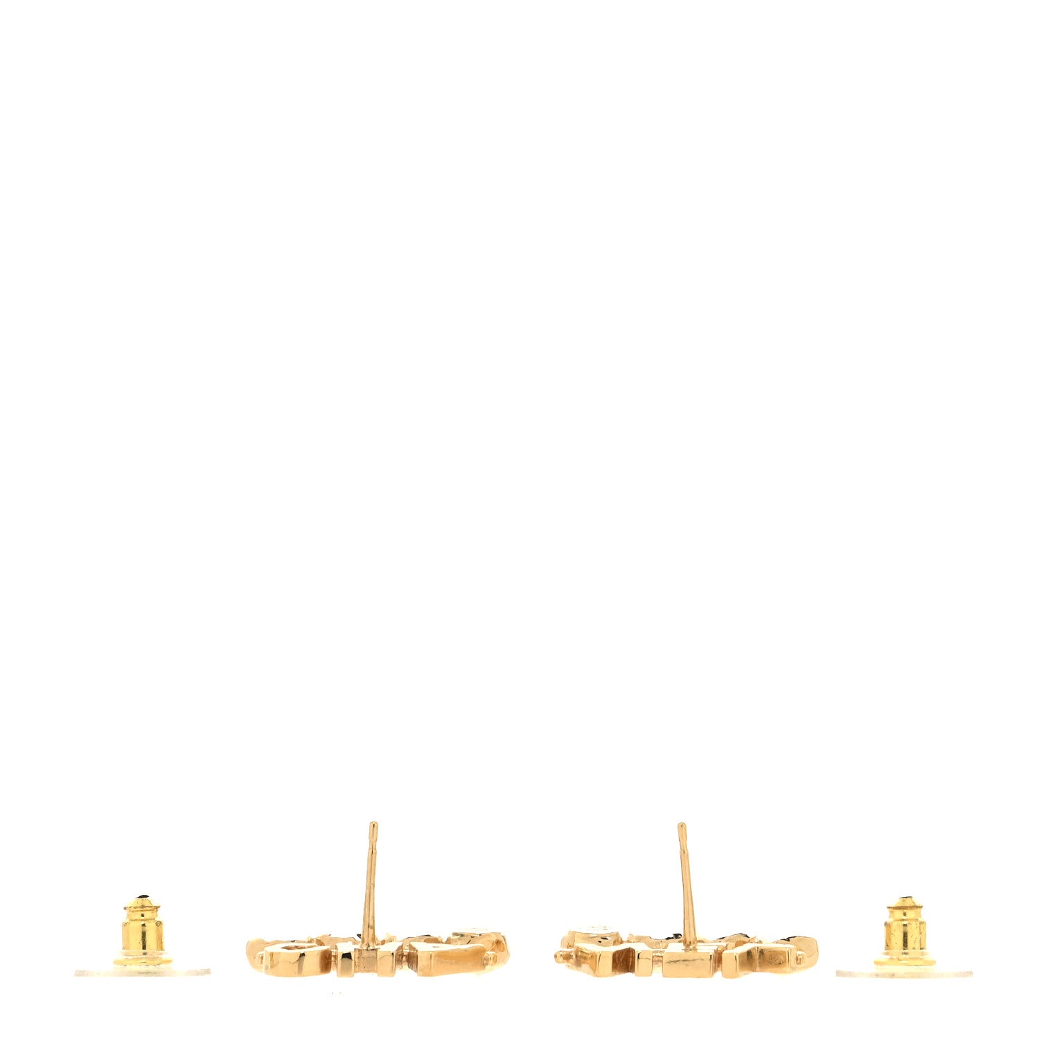 Chanel Crystal Heart Cha-Nel Logo Earrings Gold 3 of 4
