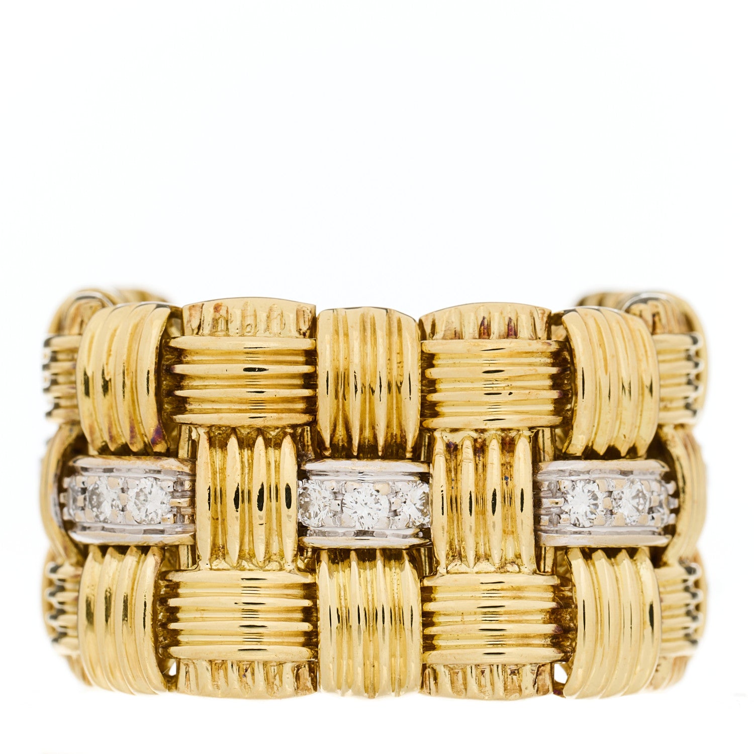Roberto Coin 18K Yellow White Gold Diamond Appassionata Ring 54 6.75 1 of 5