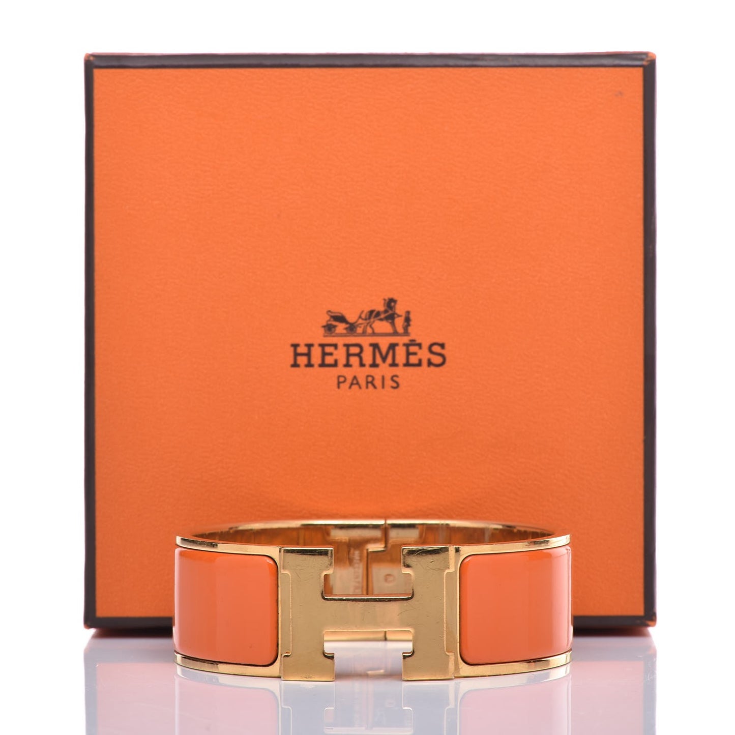Enamel Wide Clic Clac H Bracelet GM Orange