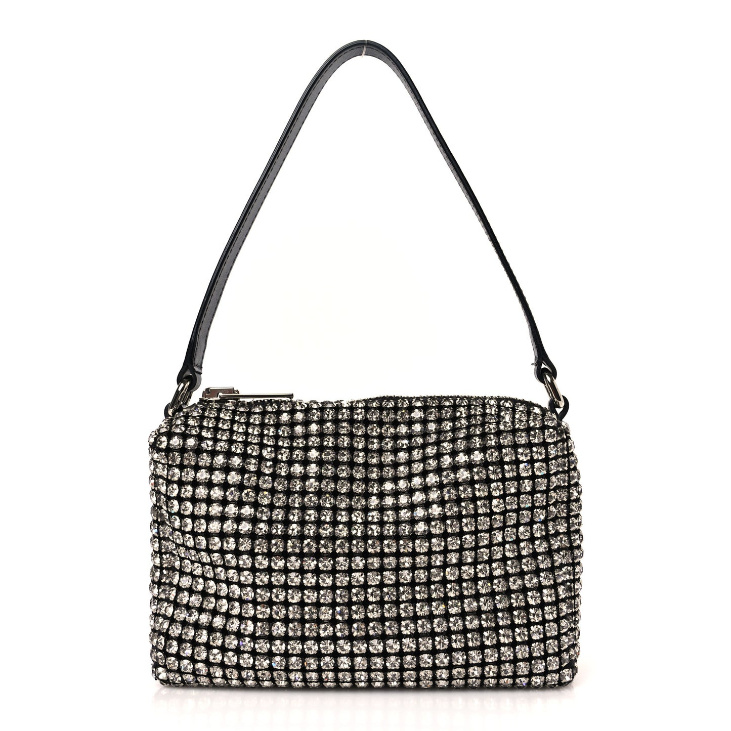 Mesh Crystal Rhinestone Mini Heiress Pouch Black Silver