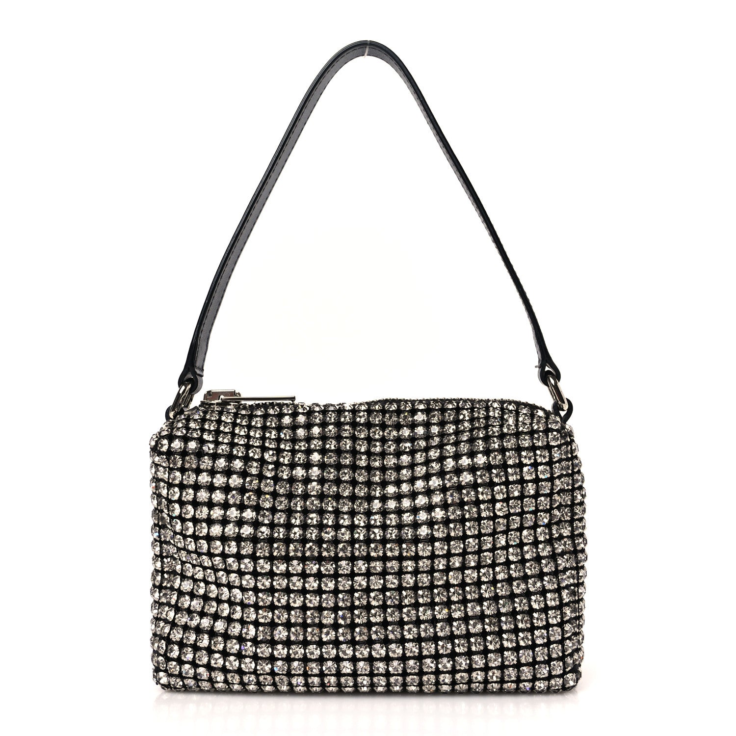 Alexander Wang Mesh Crystal Rhinestone Mini Heiress Pouch Black Silver 1 of 9
