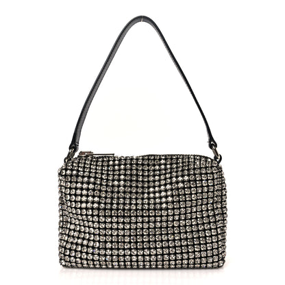 Alexander Wang Mesh Crystal Rhinestone Mini Heiress Pouch Black Silver 1 of 9