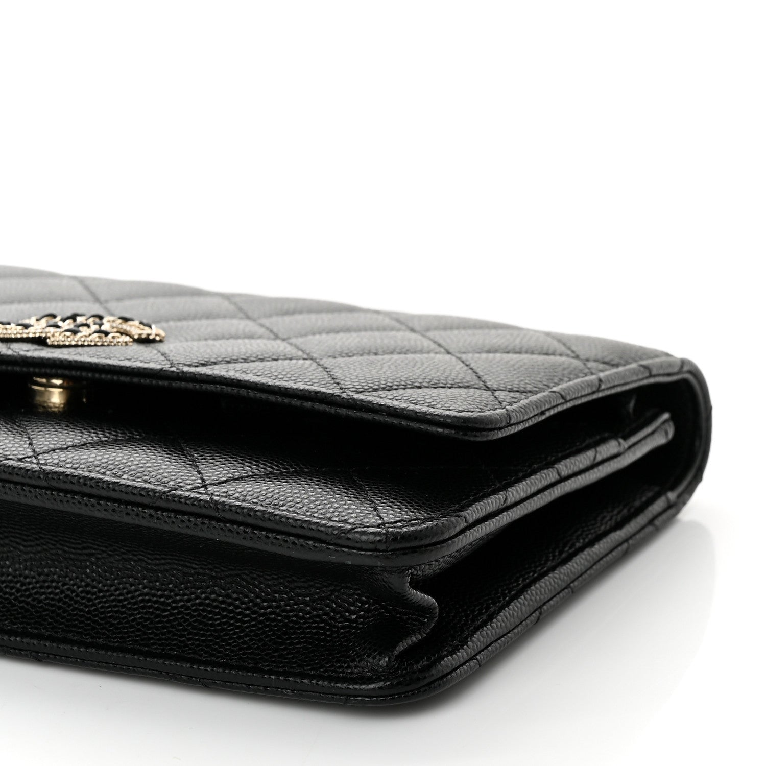 Chanel Caviar Quilted Crystal CC Wallet On Chain WOC Black 11 of 12