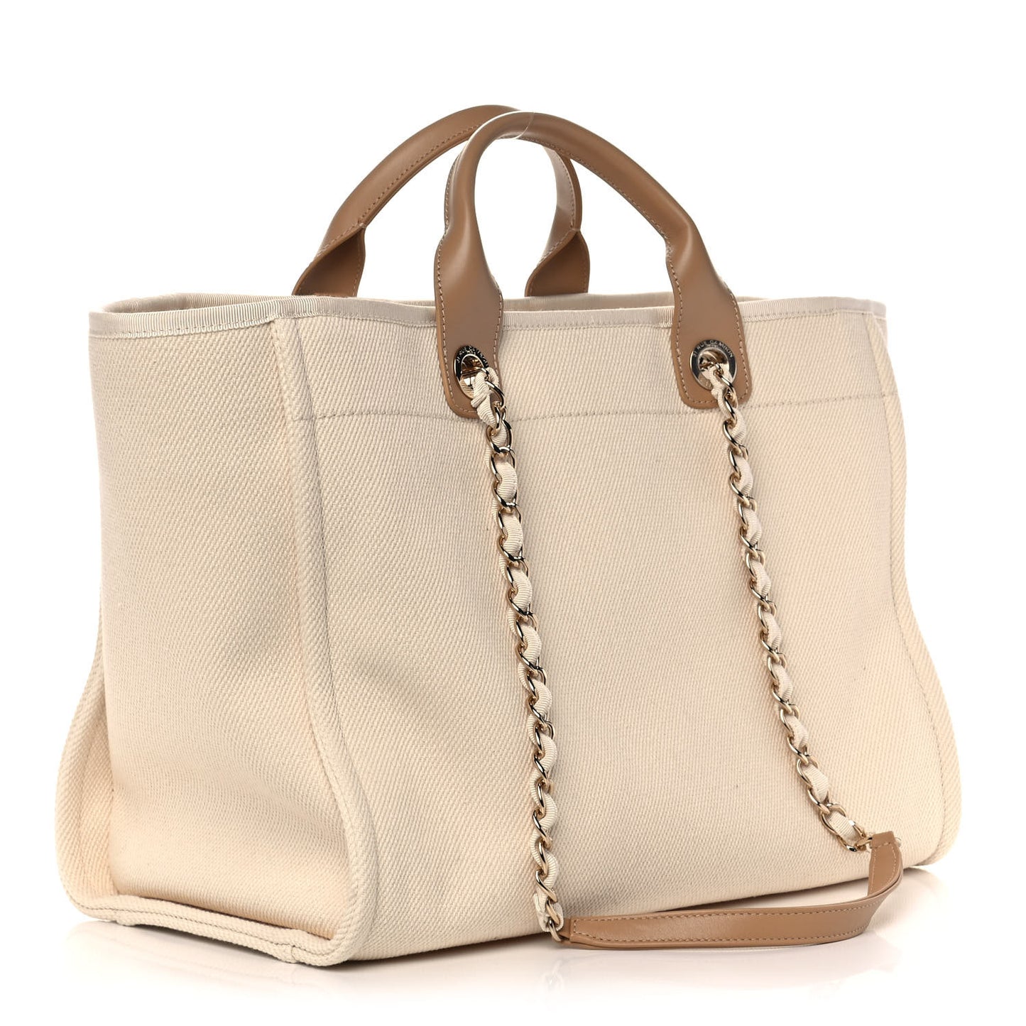 Canvas Pearl Medium Deauville Tote Ecru Beige