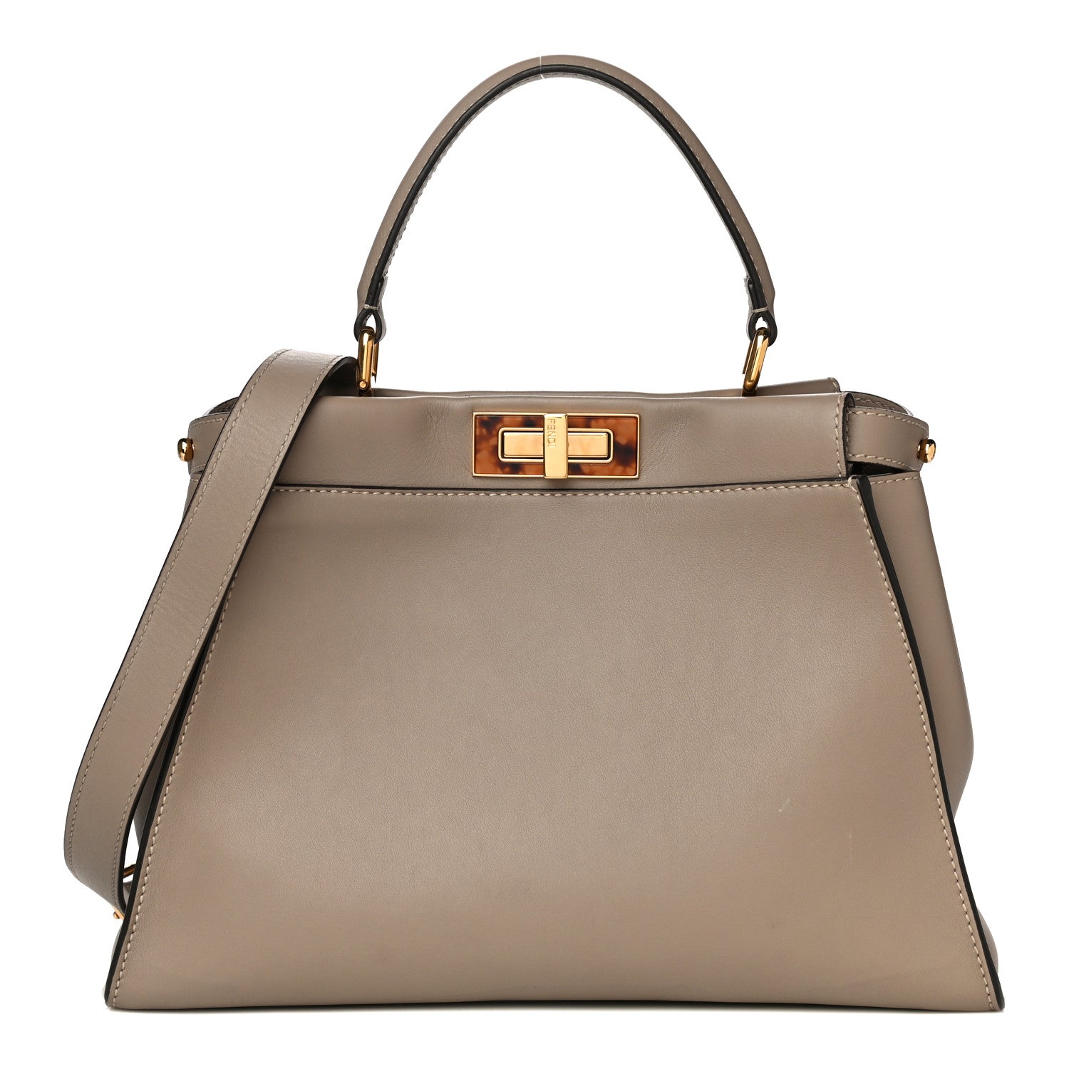 Fendi Vitello Seta Plexiglass Tortoise Medium Peekaboo Iconic Satchel Tortora 1 of 21