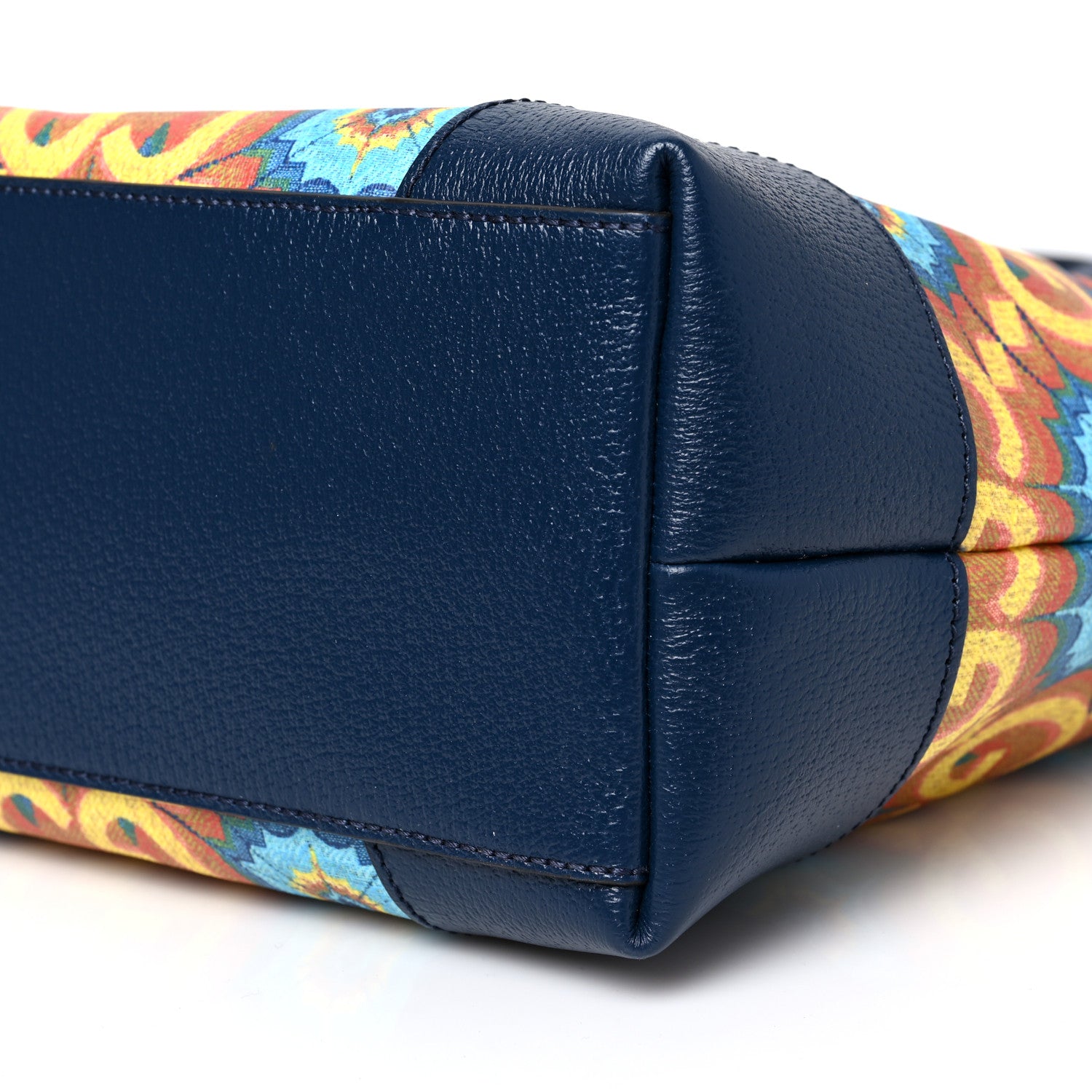Gucci GG Supreme Kaleidoscope Calfskin Script Logo Gucci 100 Tote Bag Blue Orange Multicolor Blue Agata 8 of 8
