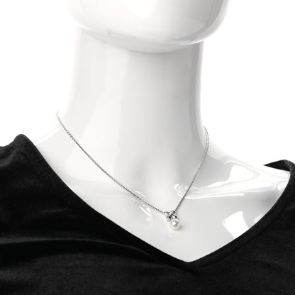 Mikimoto 18K White Gold Diamond Akoya Pearl 7.5mm Drop Pendant Necklace 2 of 4