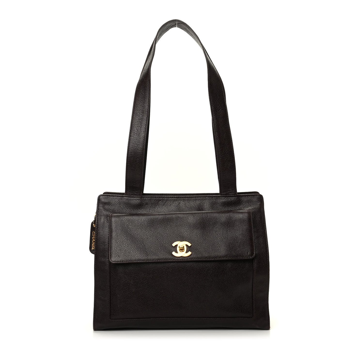 Caviar Flap Shoulder Bag Brown