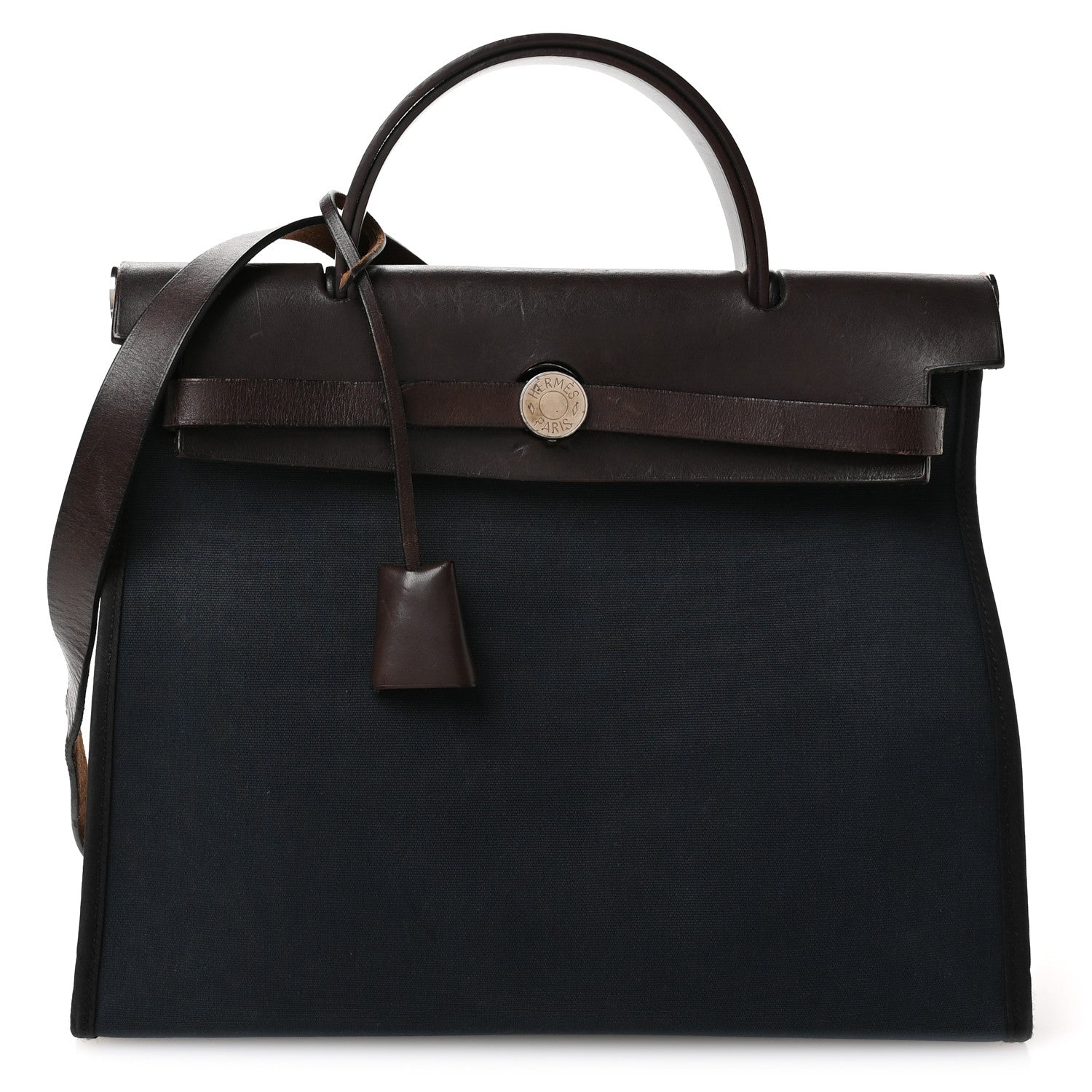 Hermes Military Toile Vache Hunter Herbag Zip 31 PM Bleu Marine Black Ebene 1 of 14