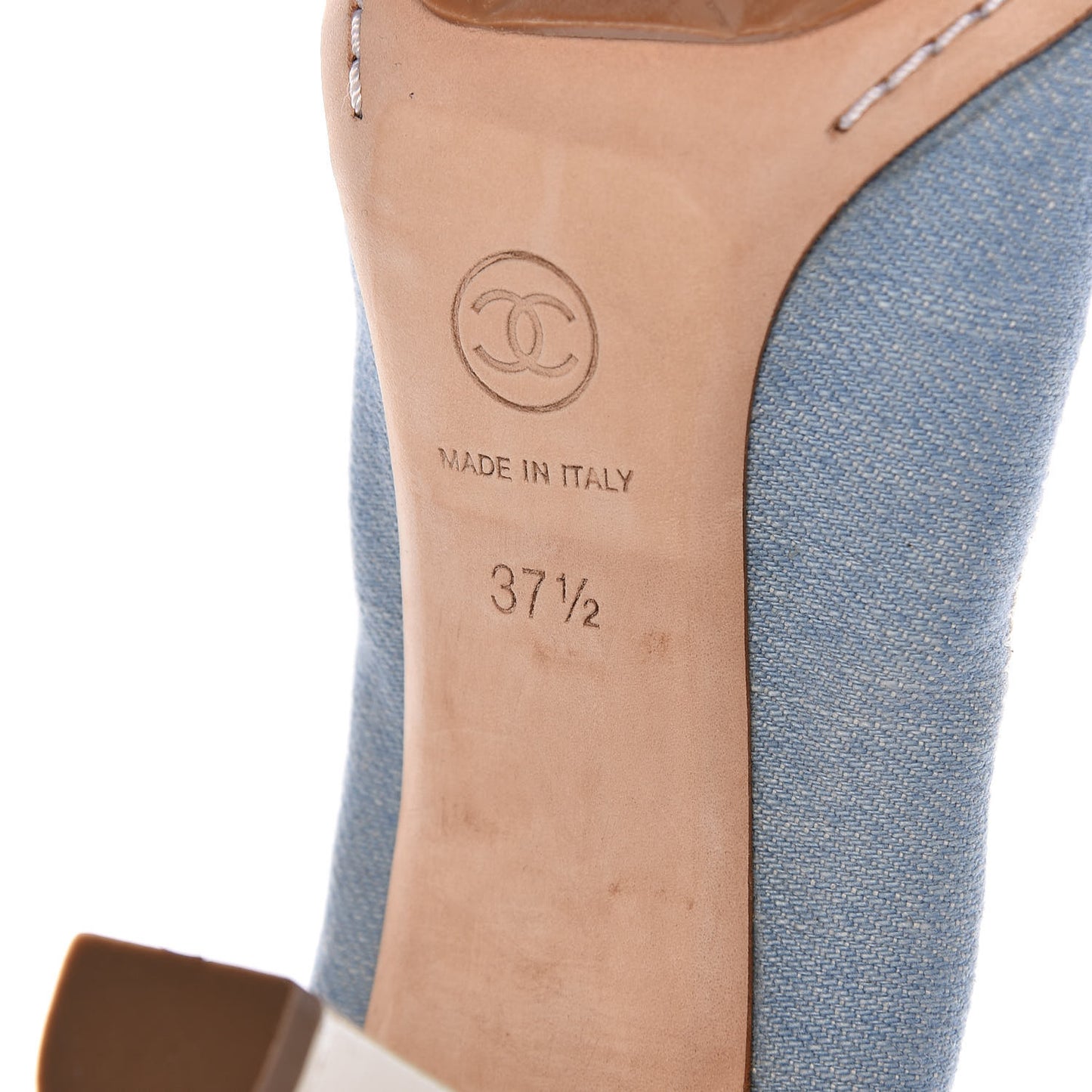 Denim Patent CC Elastic Stretch Pumps 37.5 Blue White