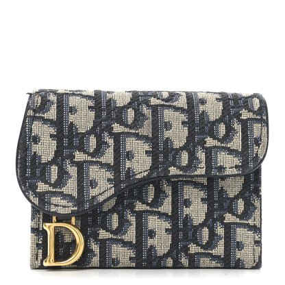 Christian Dior Oblique Saddle 5-Gusset Card Holder Blue 1 of 9