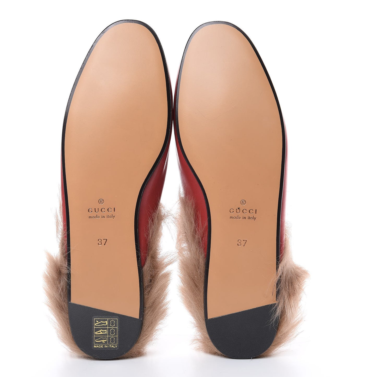 Betis Glamour Calfskin Fur Womens Princetown Slippers 37 Hibiscus Red Naturale