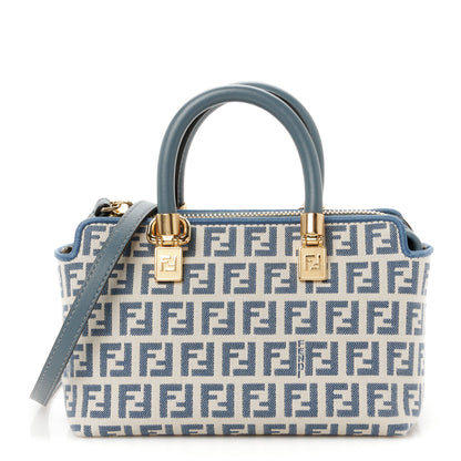 Fendi Vitello Grace Jacquard FF Mini By The Way Top Handle Boston Bag Tempest Panna 1 of 11