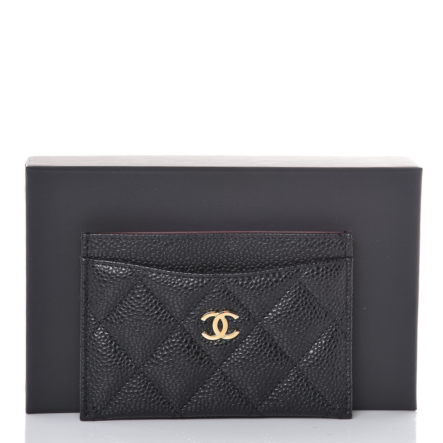 Caviar Quilted Card Holder Black