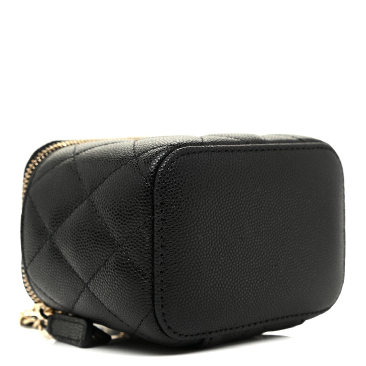Caviar Quilted Mini Vanity Case With Chain Black