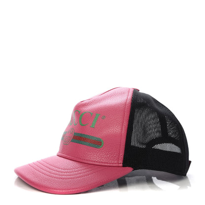 Gucci Cripto Calfskin Logo Baseball Hat L Fuxia Black 1 of 8