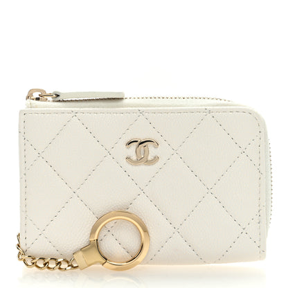 Chanel Caviar Quilted Zipped Key Holder Case White 1 of 7