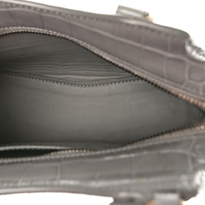 Balenciaga Shiny Supple Calfskin Crocodile Embossed Neo Classic Gold Hardware Mini City Steel Grey 5 of 8