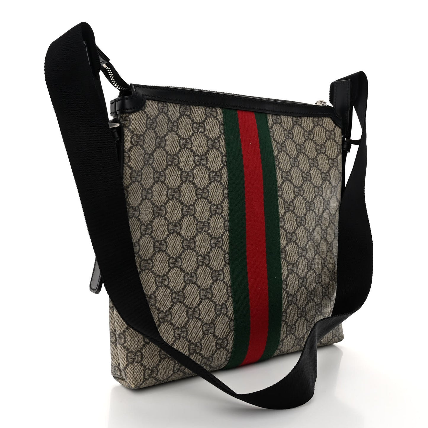 GG Supreme Monogram Web Messenger Bag Black