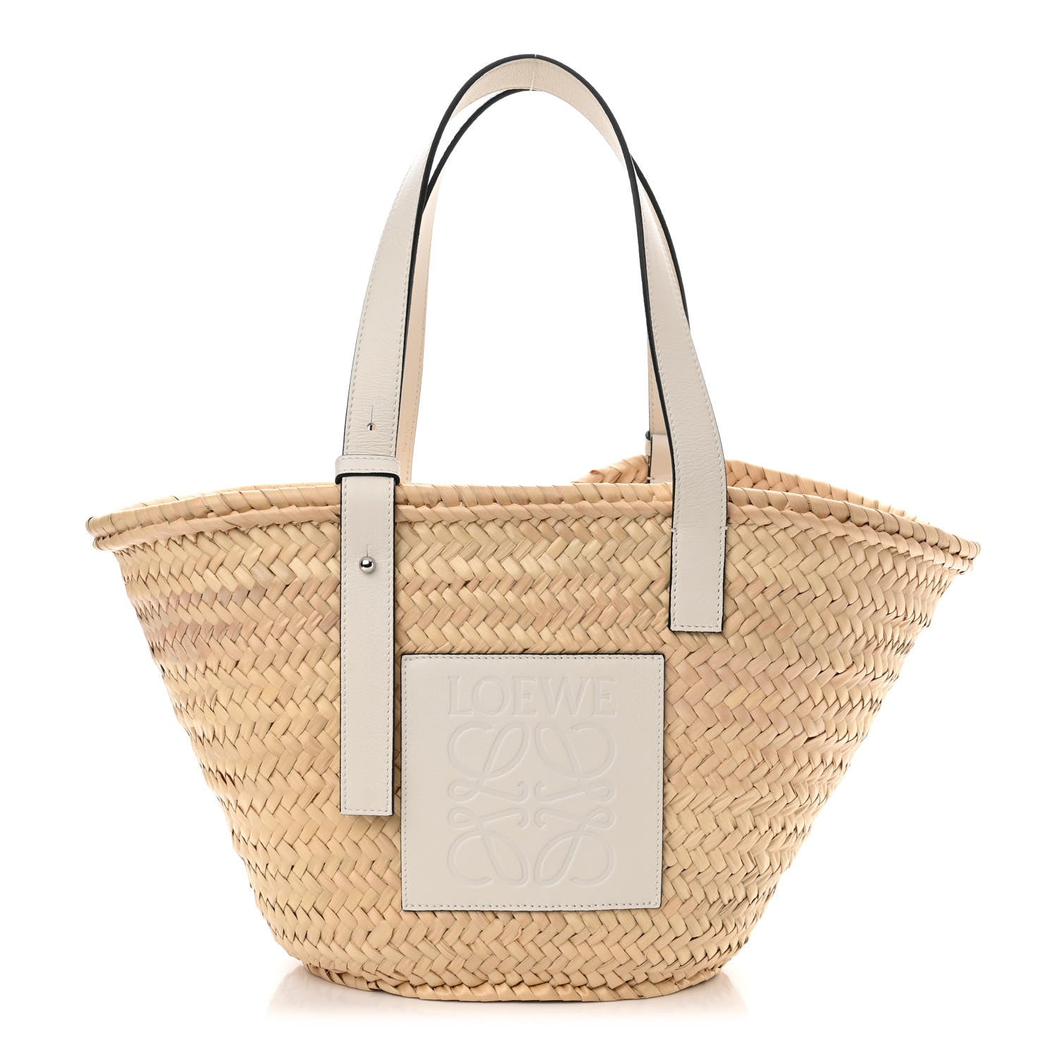 Loewe Raffia Medium Basket Tote Bag Natural White 1 of 10