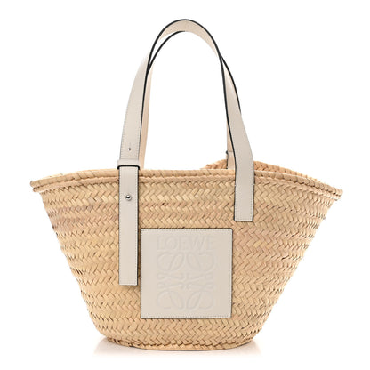 Loewe Raffia Medium Basket Tote Bag Natural White 1 of 10