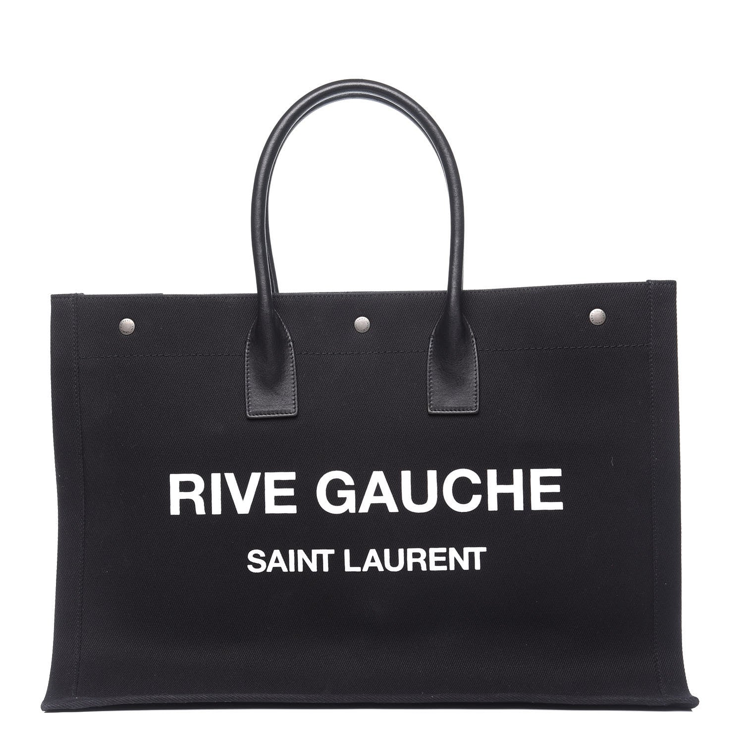 Saint Laurent Linen Calfskin Rive Gauche Tote Black 1 of 10