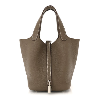 Hermes Taurillon Clemence Picotin Lock 18 PM Etoupe 1 of 14