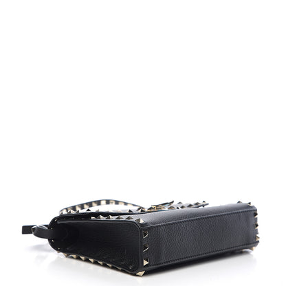 Valentino Garavani Pebbled Calfskin Medium Rockstud Flip Lock Crossbody Bag Black 3 of 8