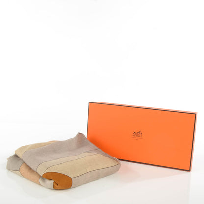 Hermes Cashmere Silk Perspective Cavaliere 140 Shawl Beige Caramel Brun 10 of 10