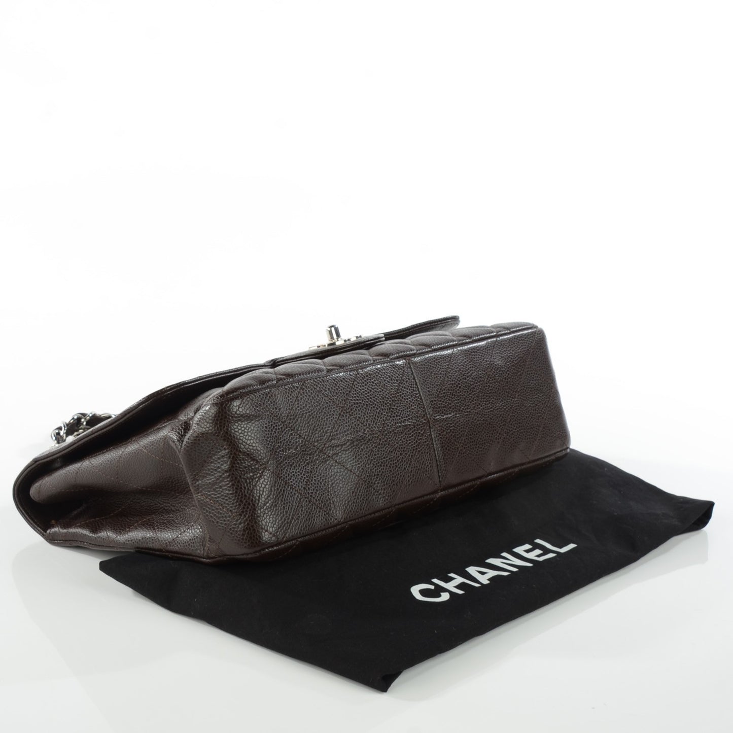 Caviar Quilted Jumbo Single Flap Dark Brown