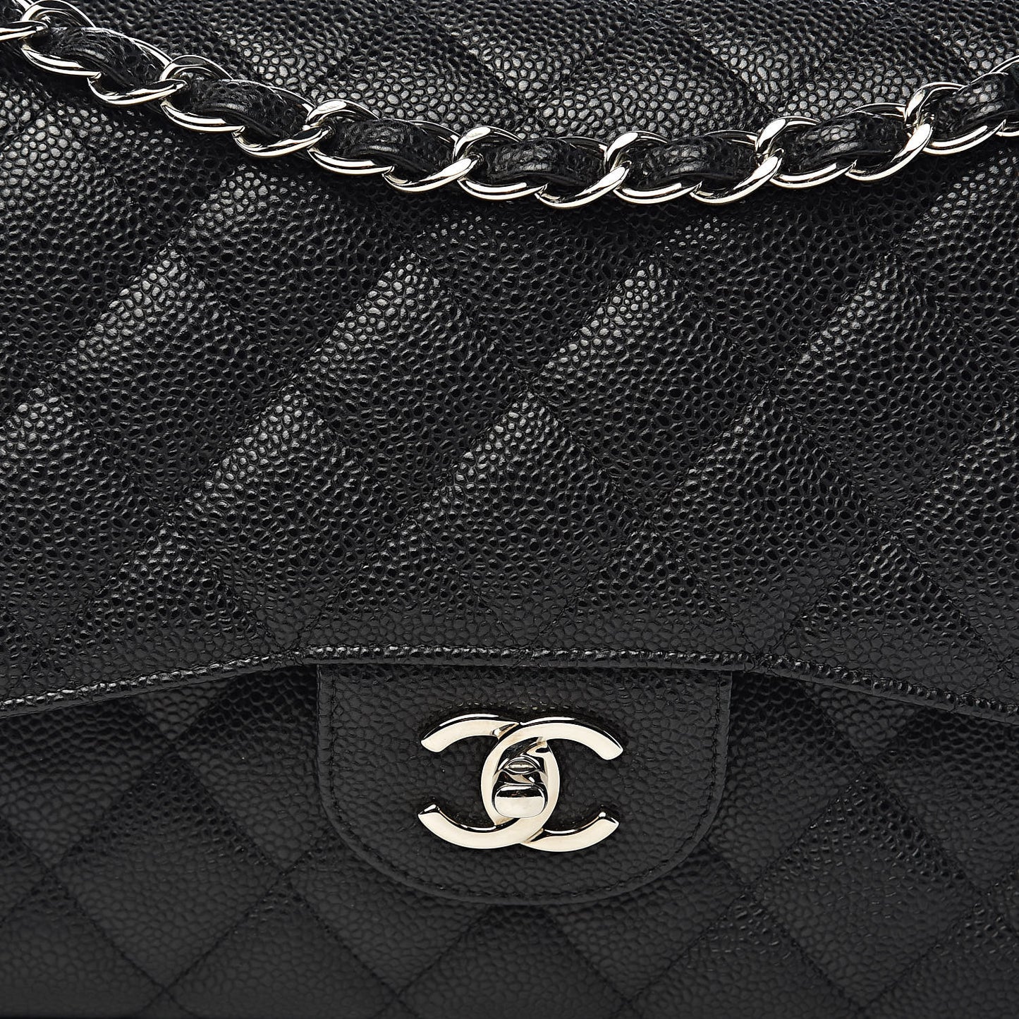 Caviar Quilted Jumbo Double Flap Black