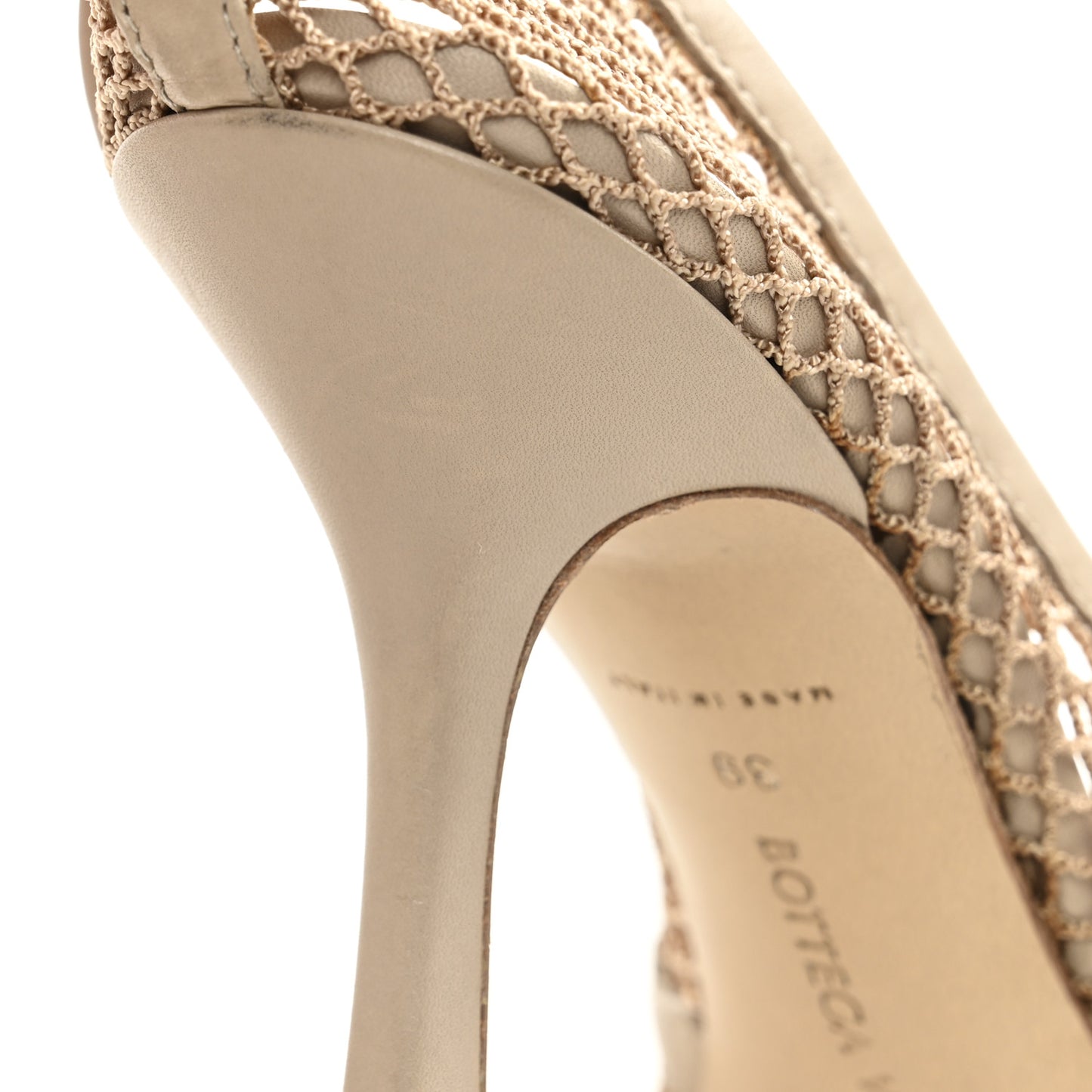 Mesh Calfskin Chain Stretch Pumps 39 Beige