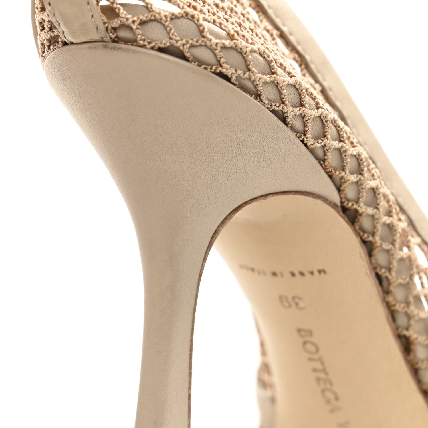 Bottega Veneta Mesh Calfskin Chain Stretch Pumps 39 Beige 10 of 10